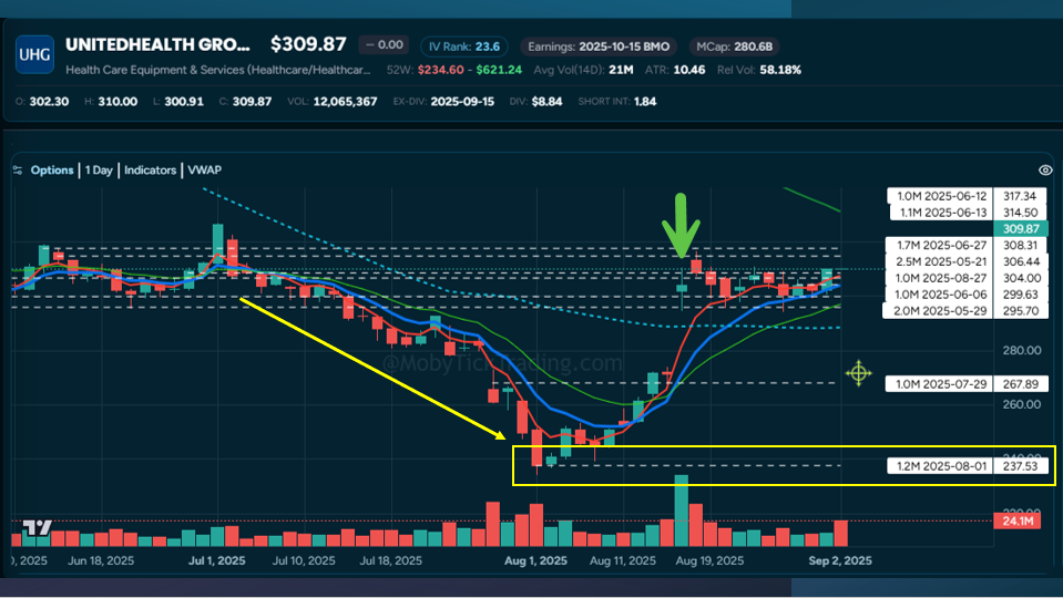 UNH gap up on Buffett news August 15, 2025